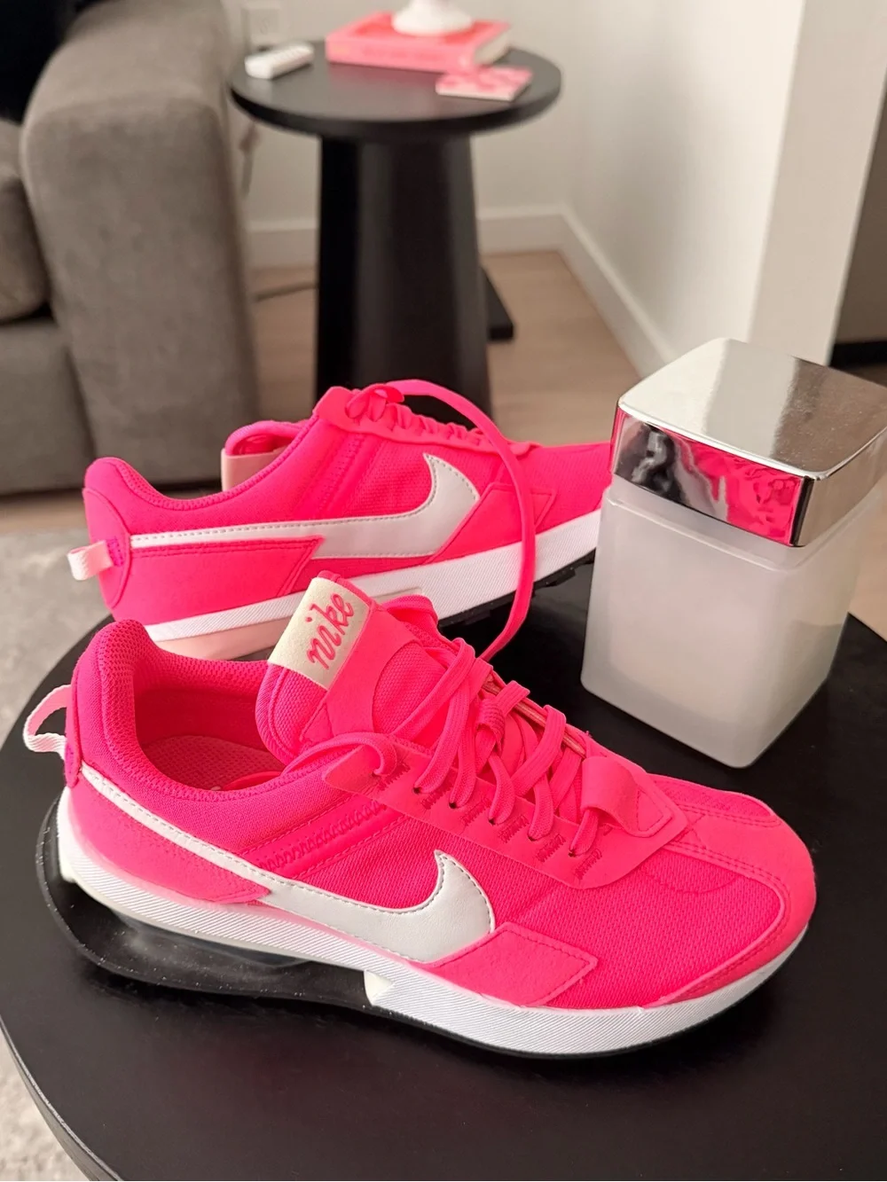 Nike Air Women’s Neon Pink Runner Sneakers with White Swoosh